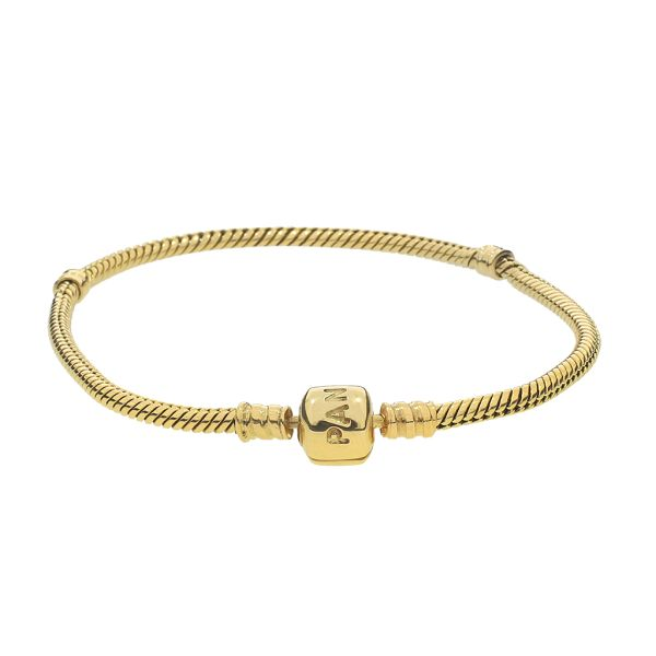 Pandora 14K Yellow Gold Snake Link Charm Bracelet | Purple Creek